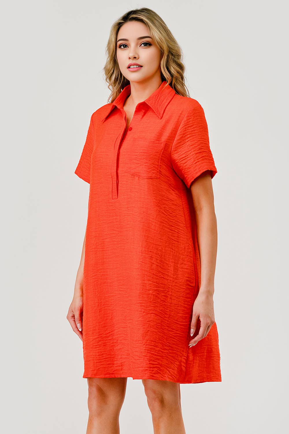 Ellie Casual Collared Game Day Shift Dress Orange MBD-9750