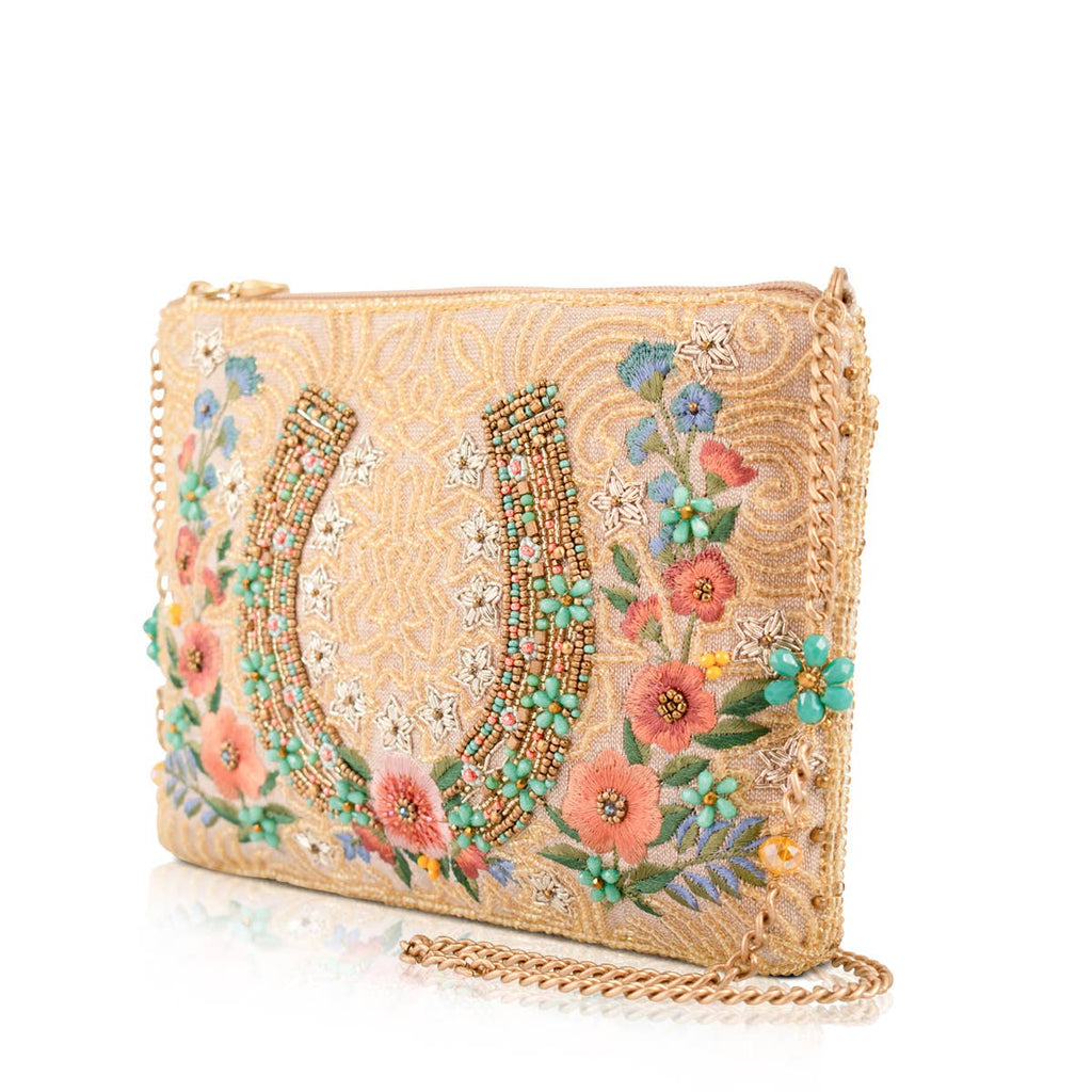 Iron Luck Beaded Horseshoe and Floral Crossbody Bag