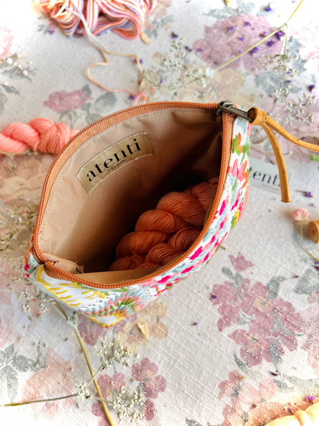 Wildflower Accessories Pouch - Atenti USA Made Embroidery Floral