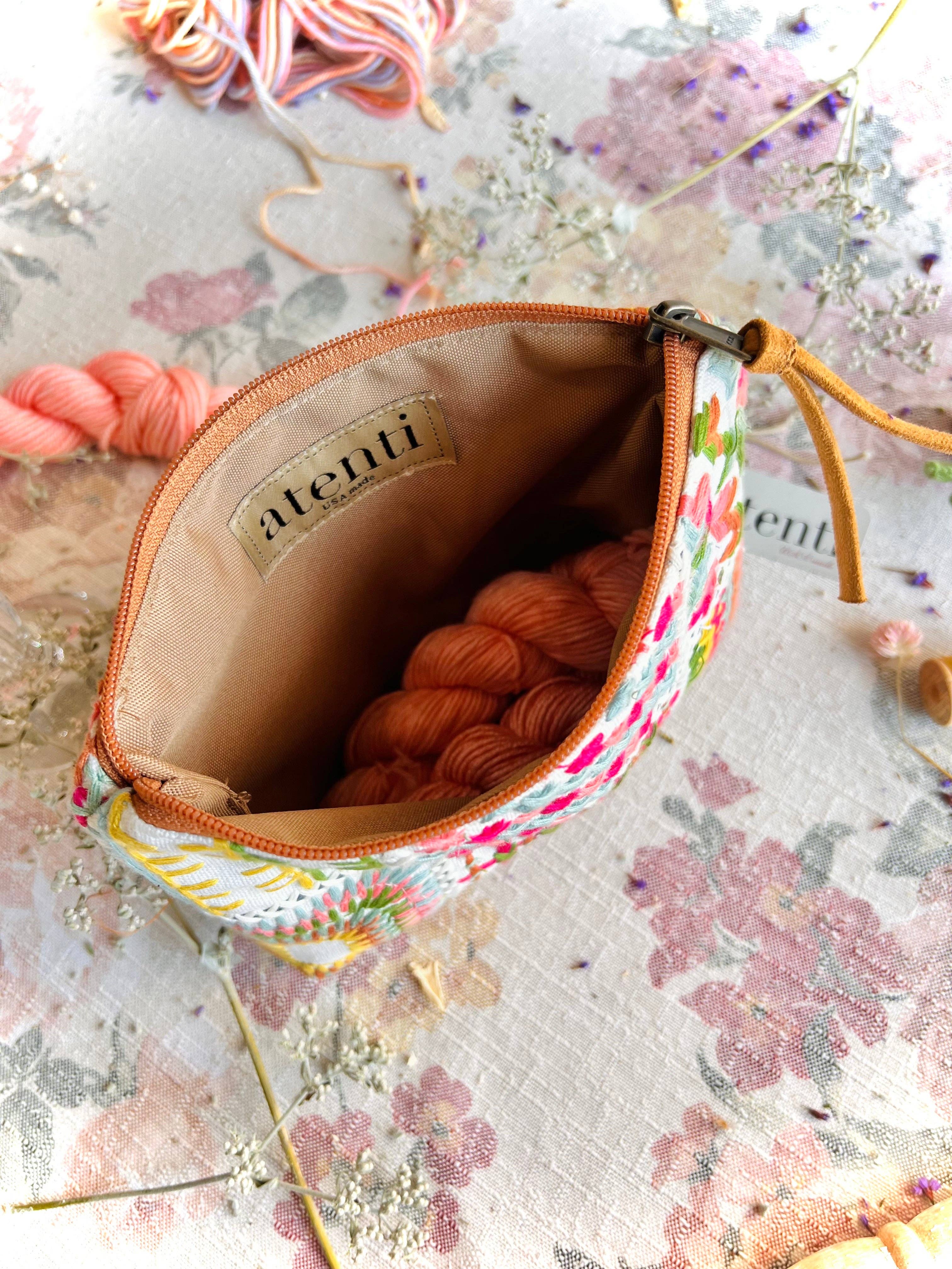 Wildflower Accessories Pouch - Atenti USA Made Embroidery Floral