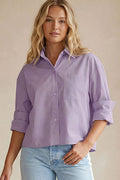 Rolled Sleeve Button Up Blouse