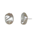 312-01-S |WHITE STONE PEARL POST EARRINGS