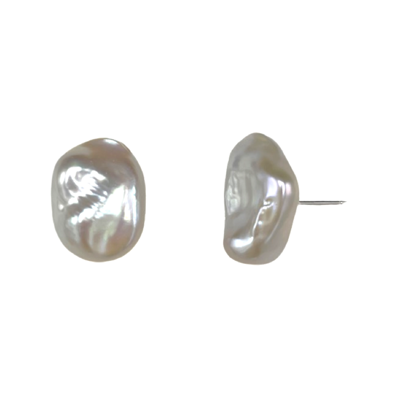 312-01-S |WHITE STONE PEARL POST EARRINGS