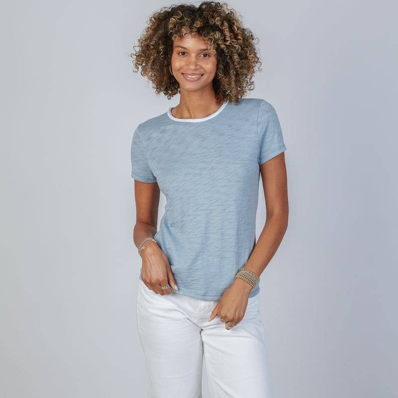 Short Sleeve Reverse Rebel Tee in Dusty Blue