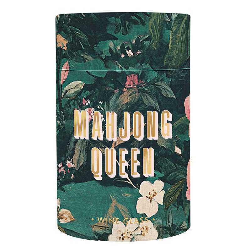 Gold Foil Stemless Wine Glass - Mahjong Queen
