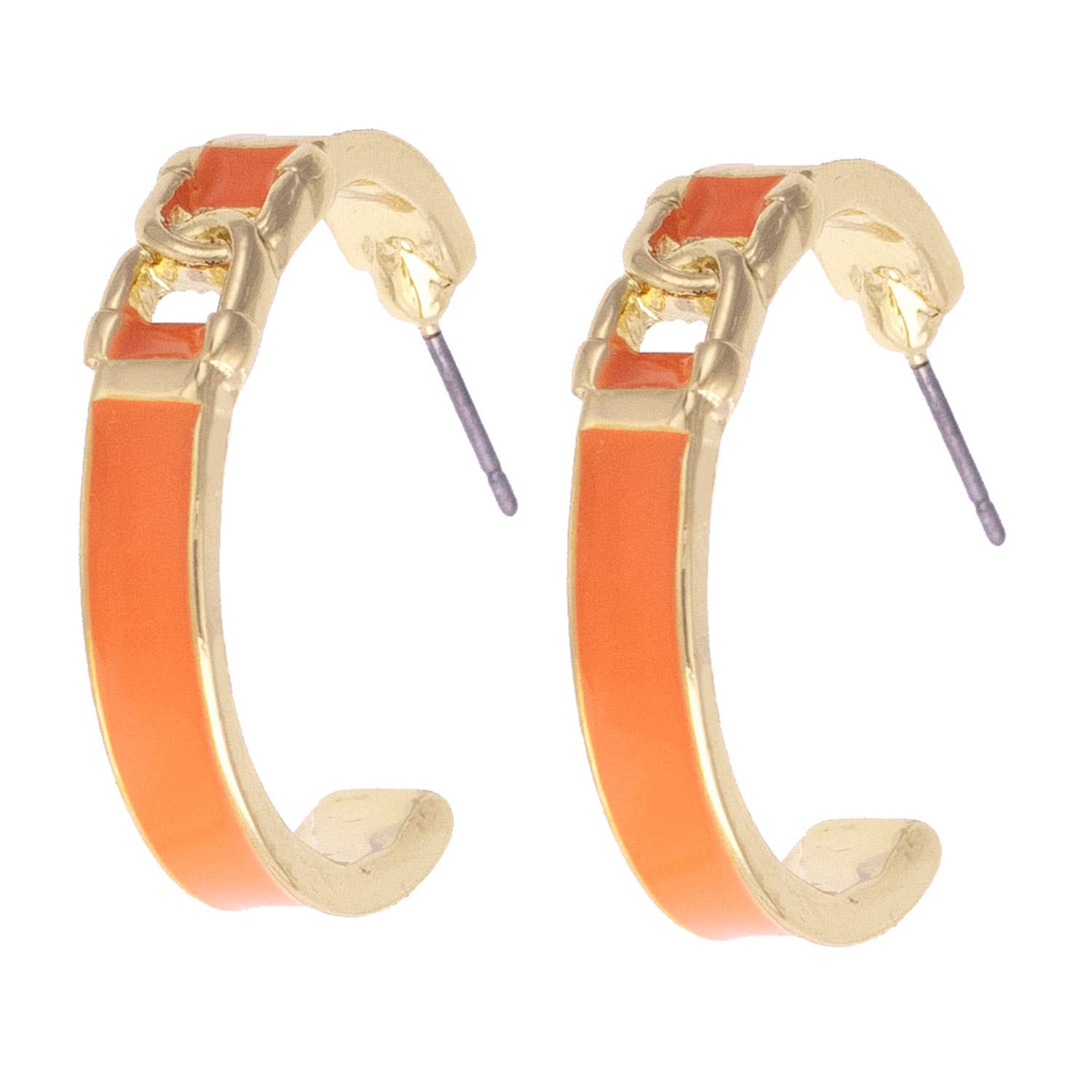 Lyra Linked Horsebit Enamel Hoop Earrings