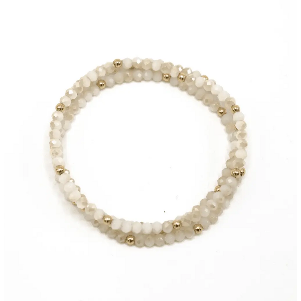 OG Shimmer Bracelet Stack in Winter White + Gold Filled