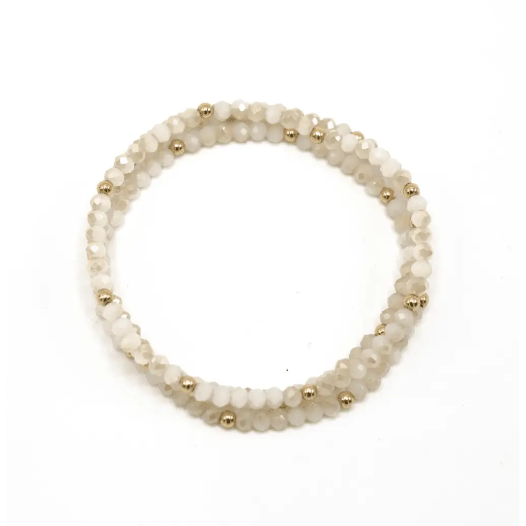 OG Shimmer Bracelet Stack in Winter White + Gold Filled