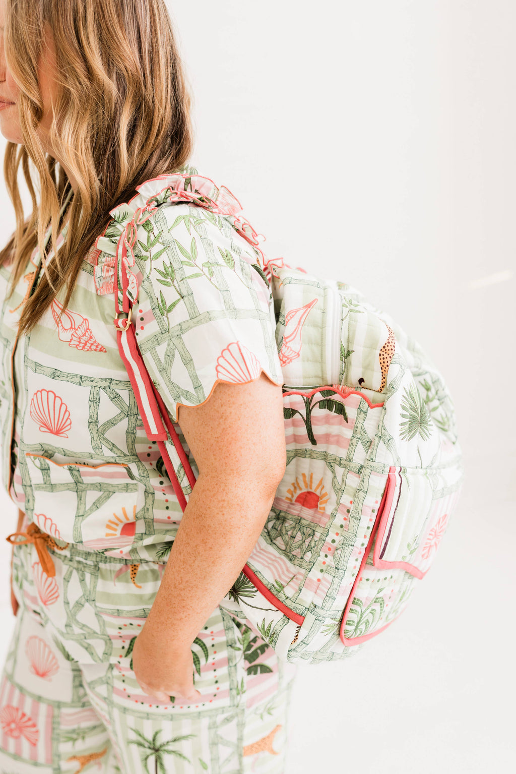 Resort Travel Palm Postal Luxe | Quilted Backpack