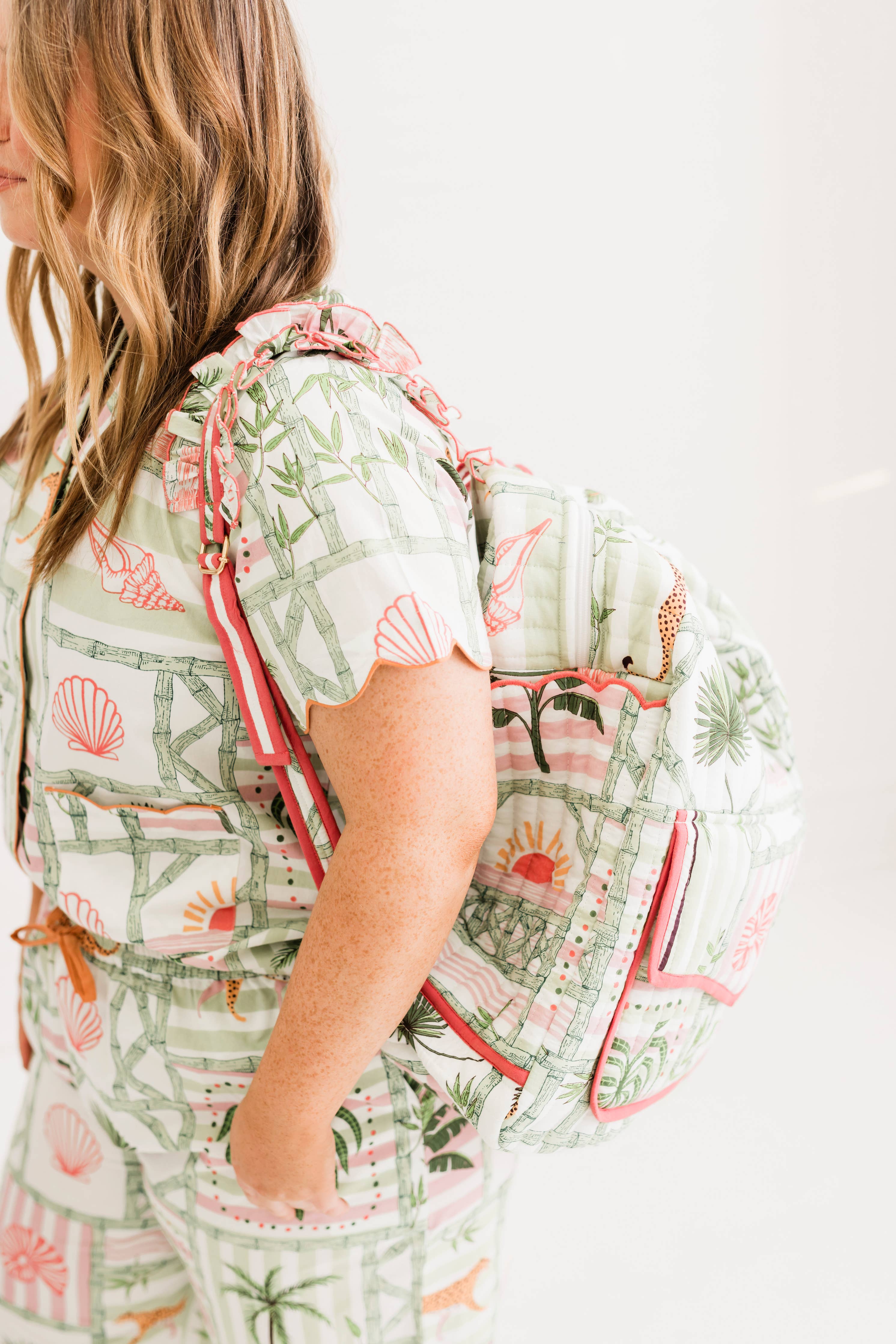Resort Travel Palm Postal Luxe | Quilted Backpack