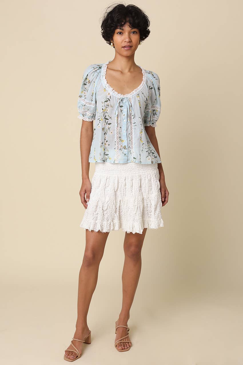 Maribel Floral Tie-Front Blouse