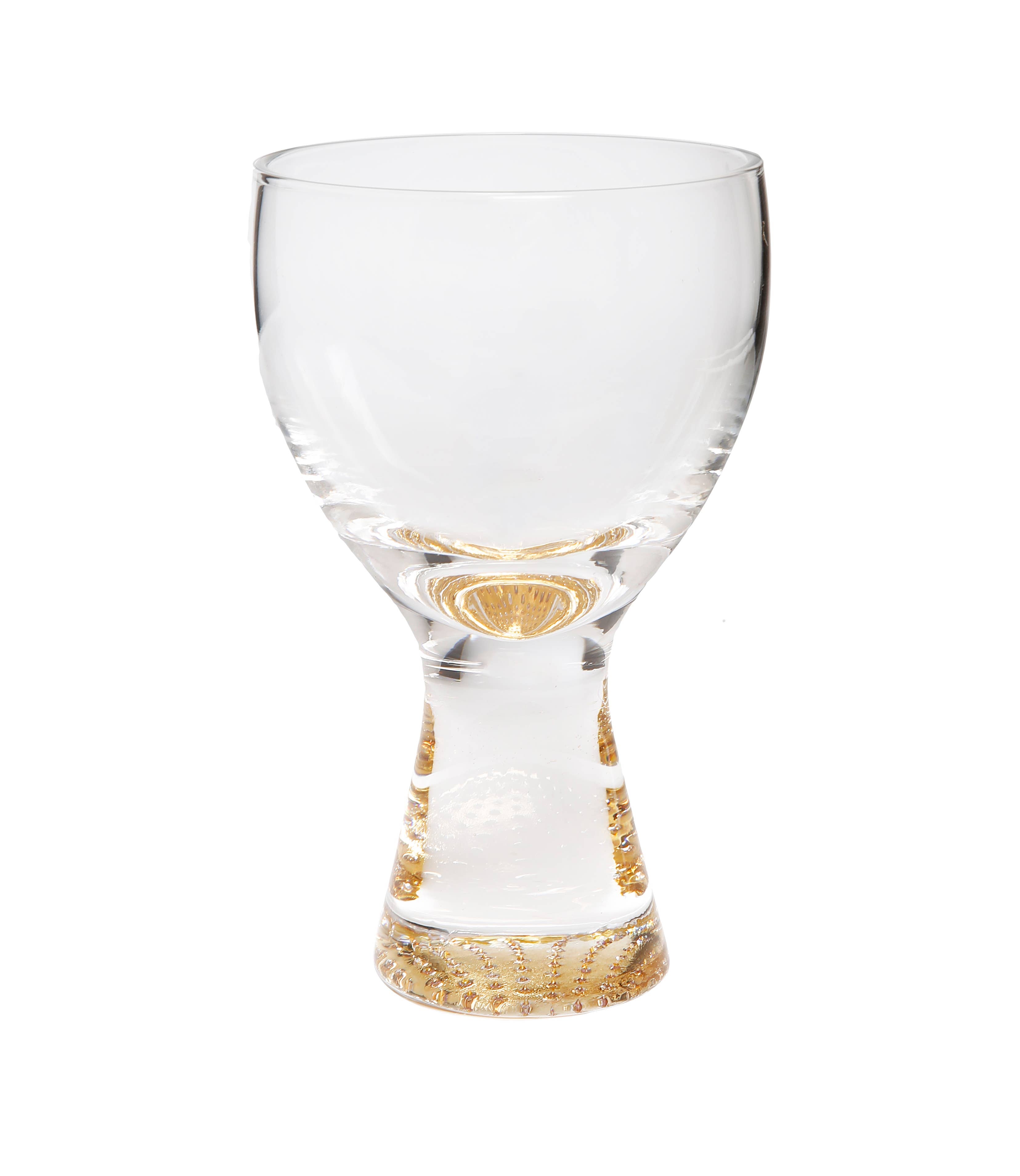 Set of 6 Water Glasses with Gold Reflection Base - 3.5"D x 6