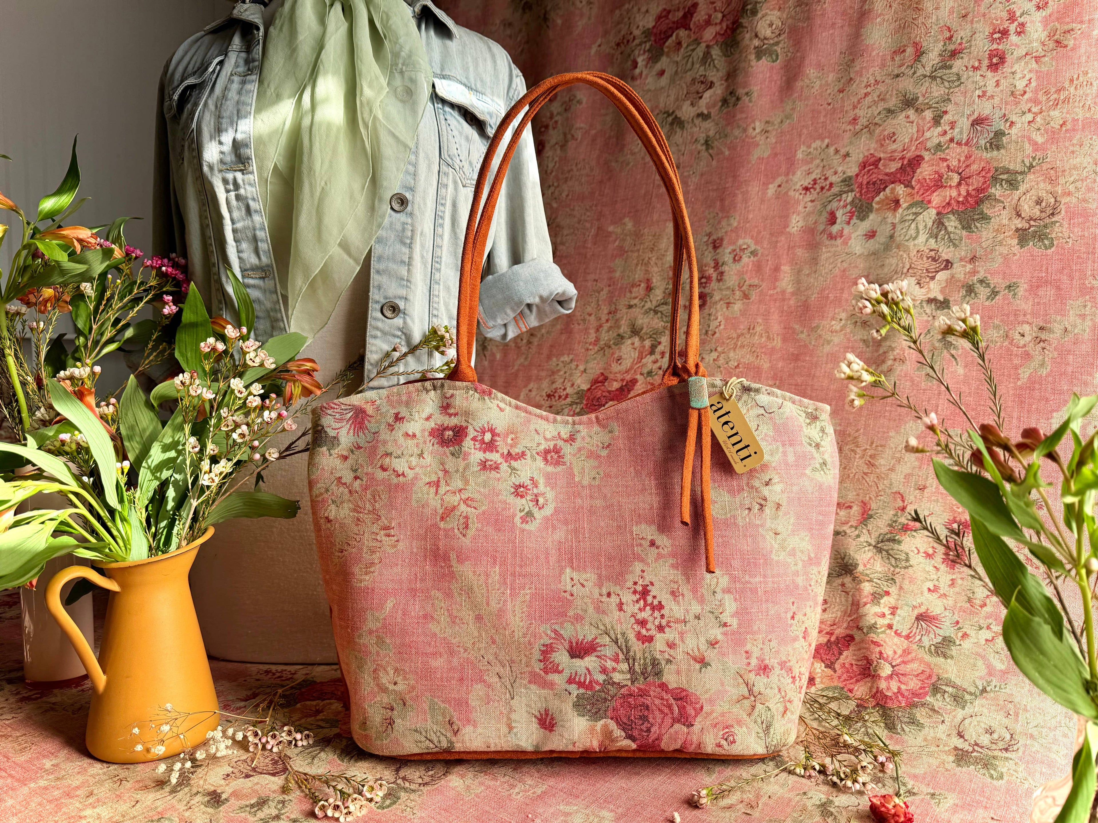 Rosewood Lolita, Atenti USA Handmade, Floral Shoulder Bag and Pouch Set