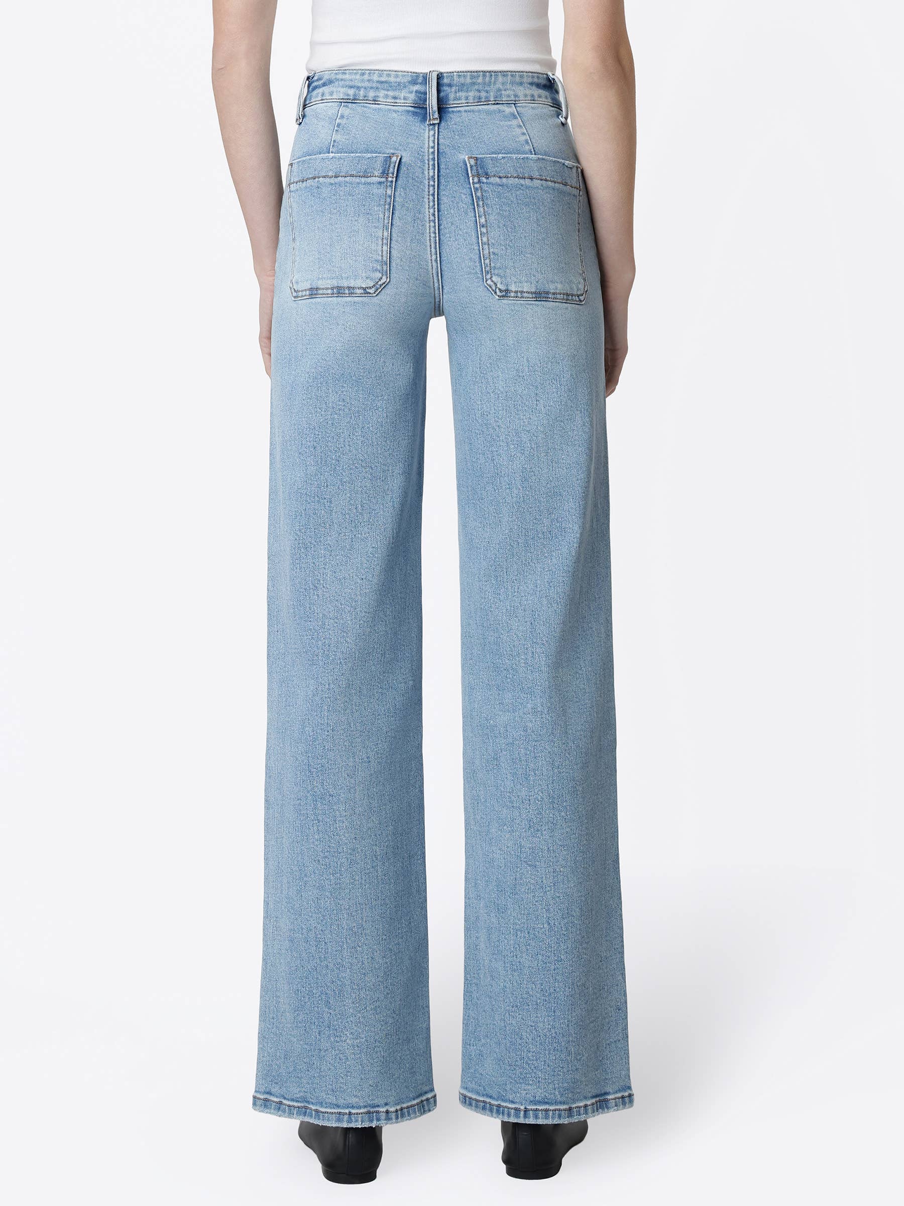 HIGH RISE PATCH POCKET PINTUCK WIDE JEANS LV2406