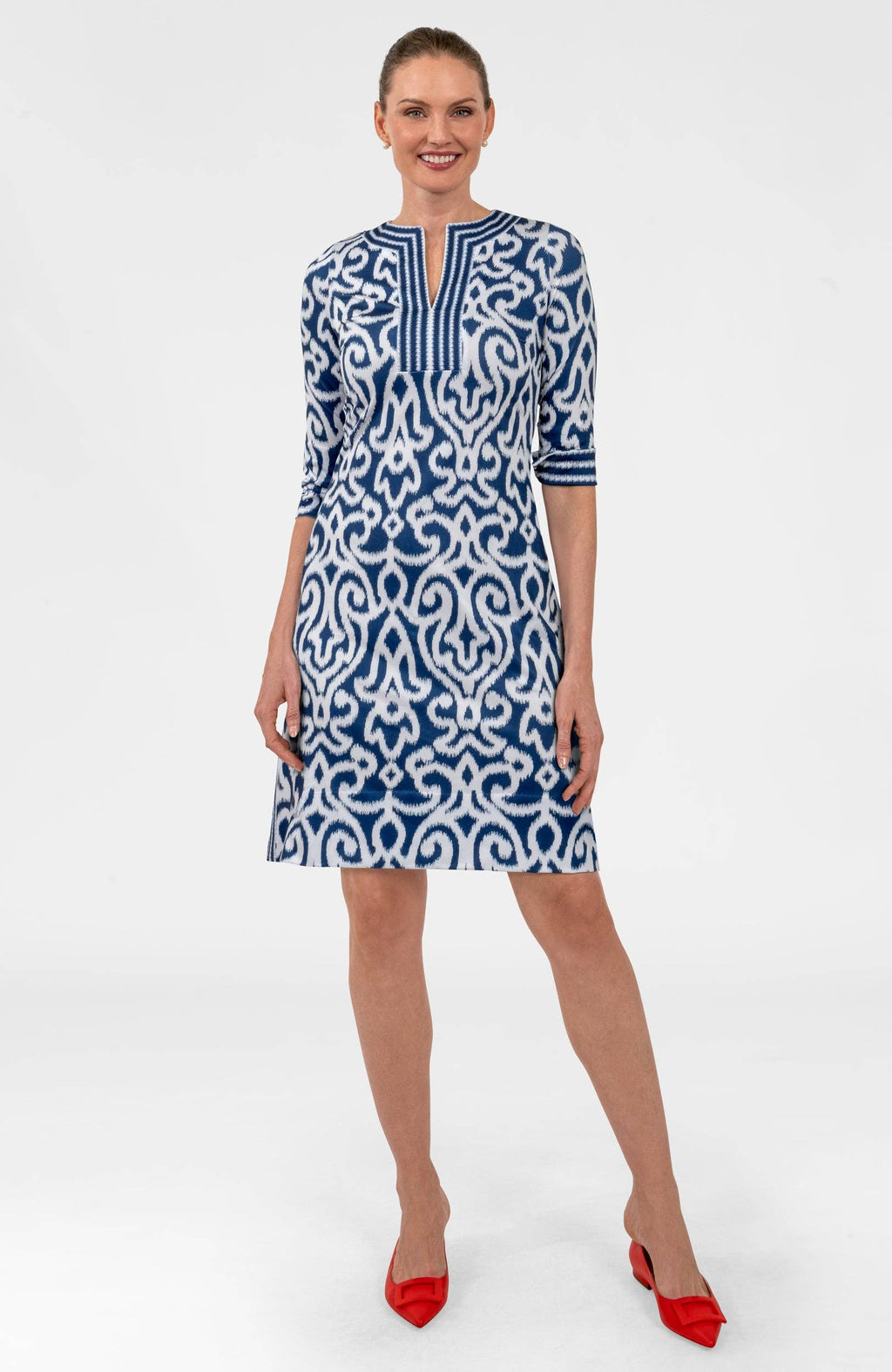 Split Neck Dress- Arabesque