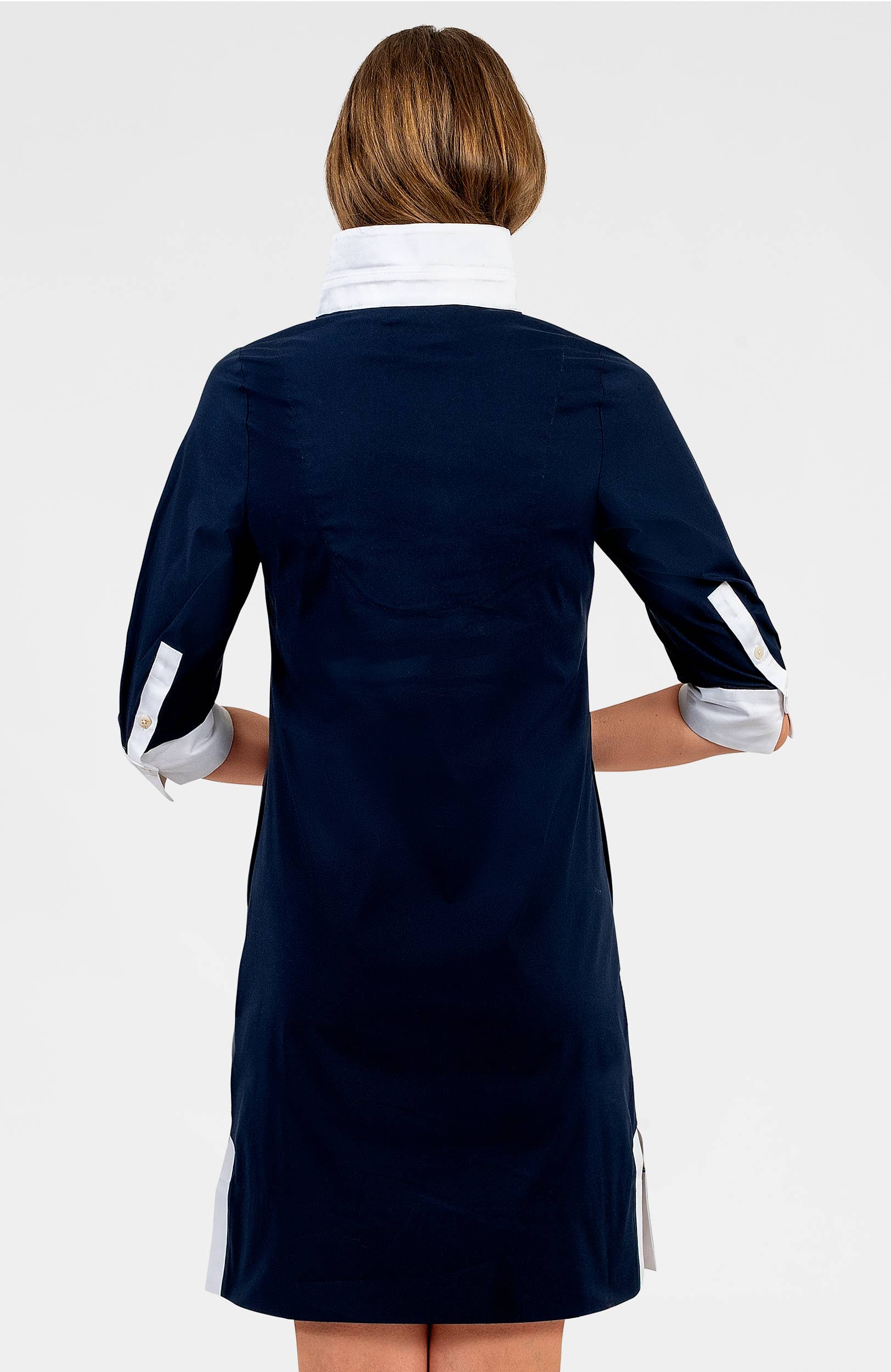 Cotton Shirt Tail Dress. - Solid