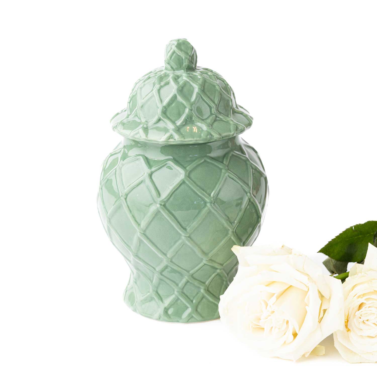 Green Textured Ginger Jar - Small