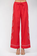 SEA SHELL EMBROIDERED ELASTIC WAIST BAND PANTS FP61120