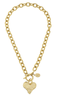20" Handcast Gold Front Toggle Heart Necklace