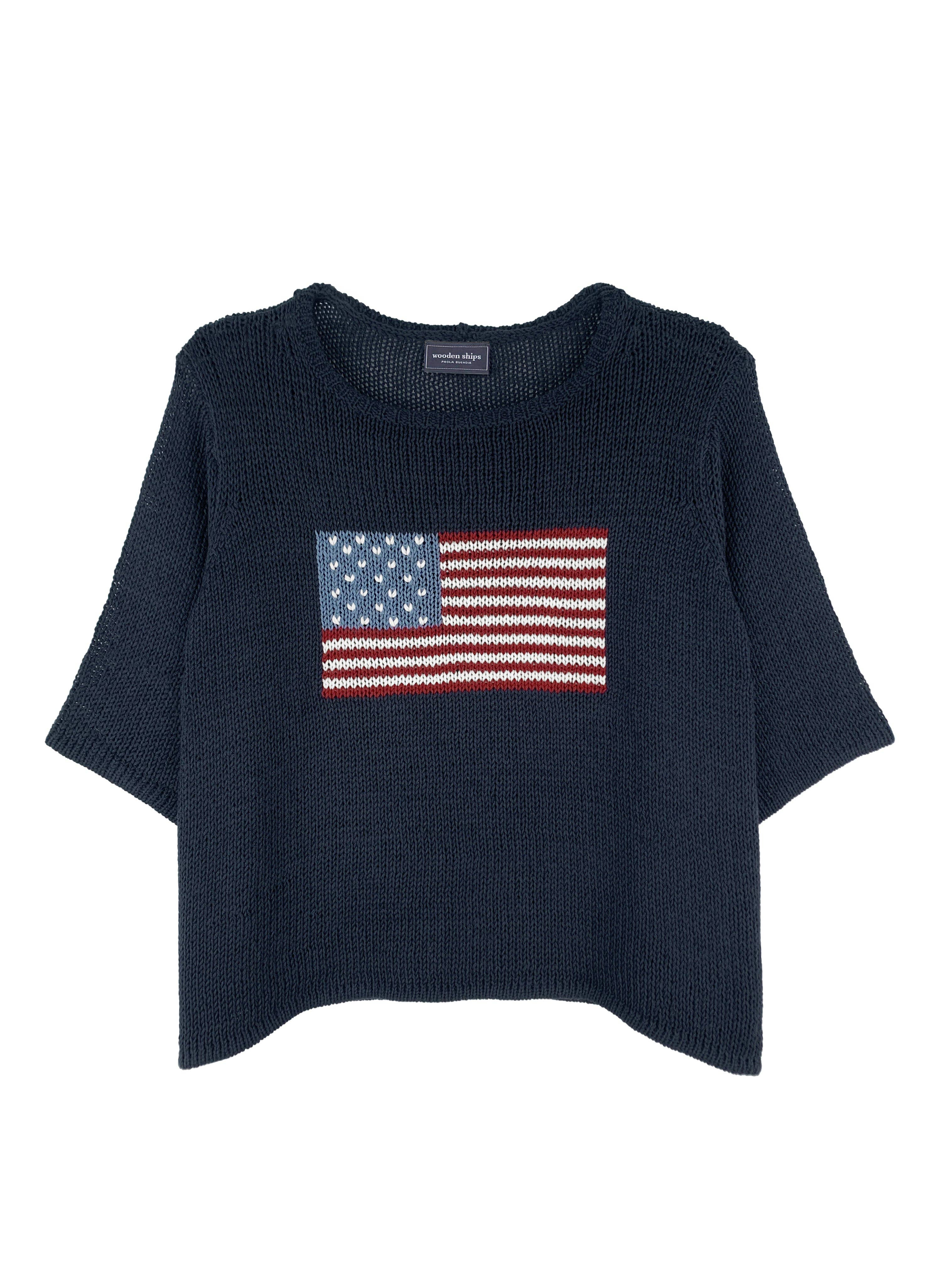 Flag Half Sleeve Top Cotton