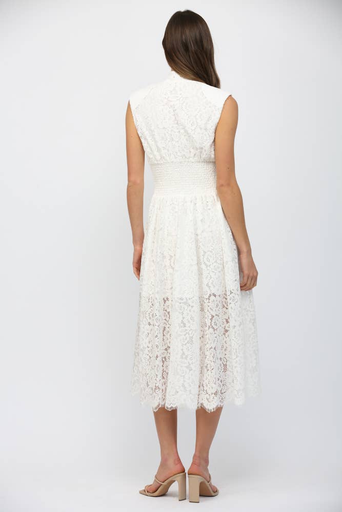 FRONT ZIP CLOSURE SLVL LACE DRESS FD34114