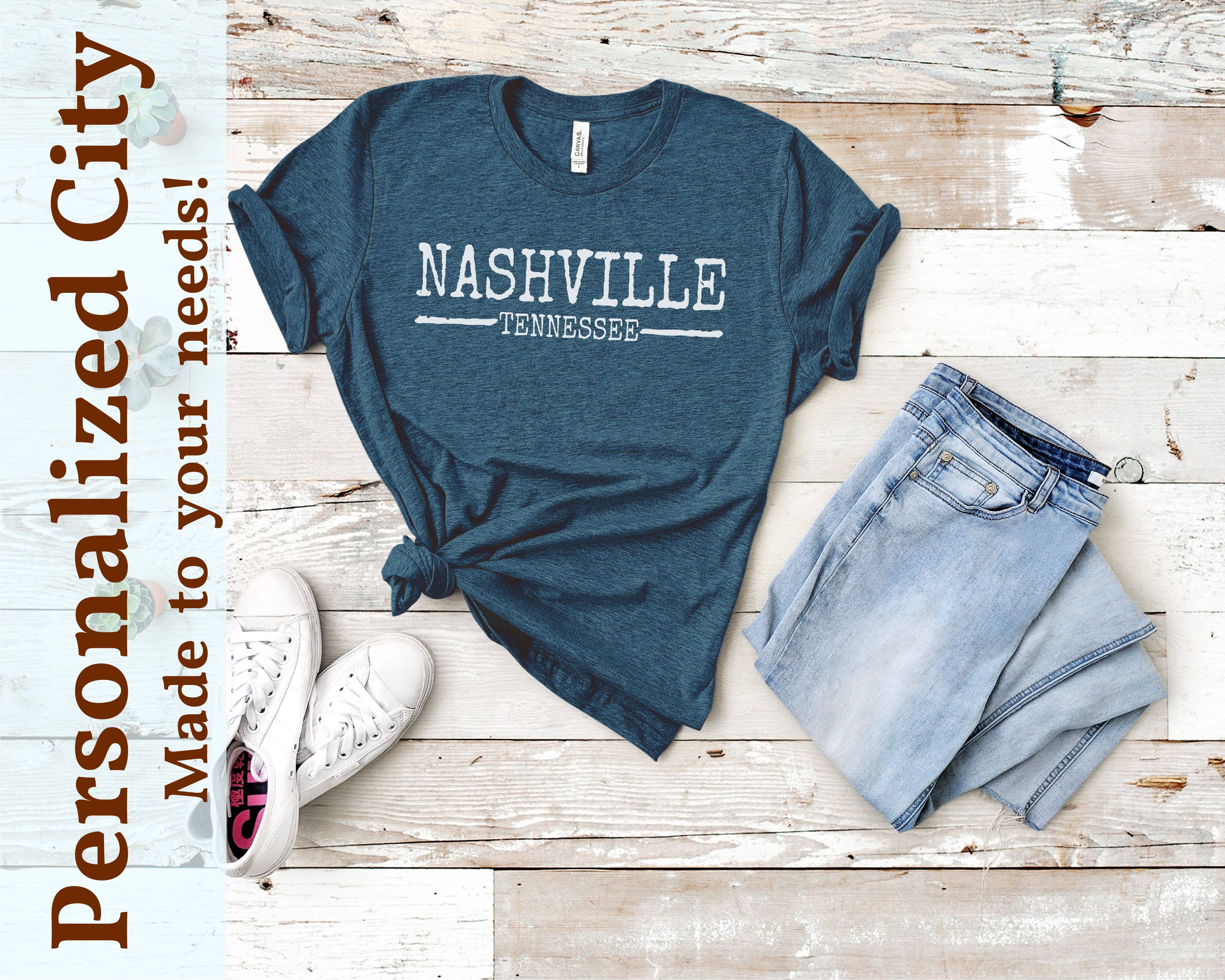Trendy Distressed Font City Tee - Custom City or Brand Print