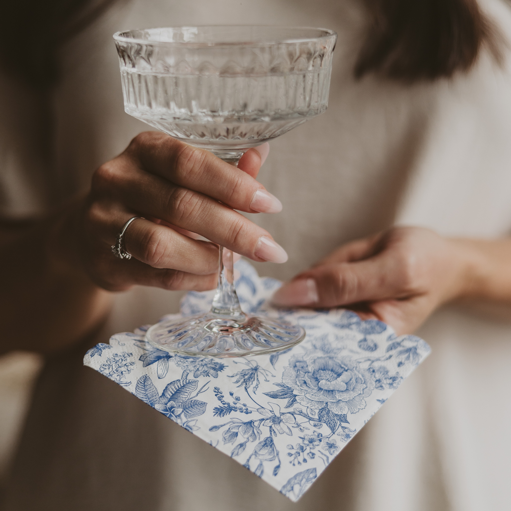 Blue Delft Foil Cocktail Napkins - Home Decor