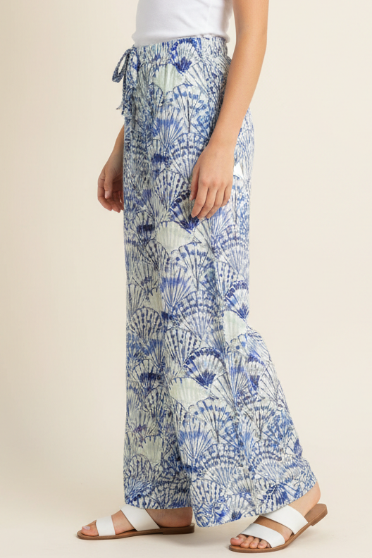 HIGH-WAISTED WIDE LEG SEASHELL PANTS - 4748BJ