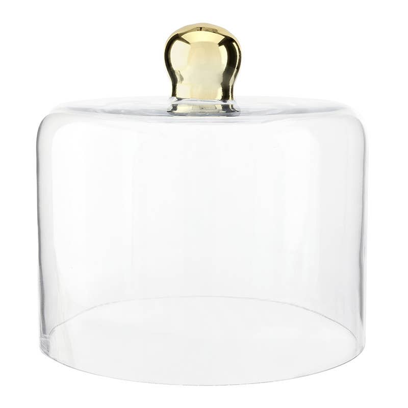 Glass Dessert Trays + Cloche - Gold Knob