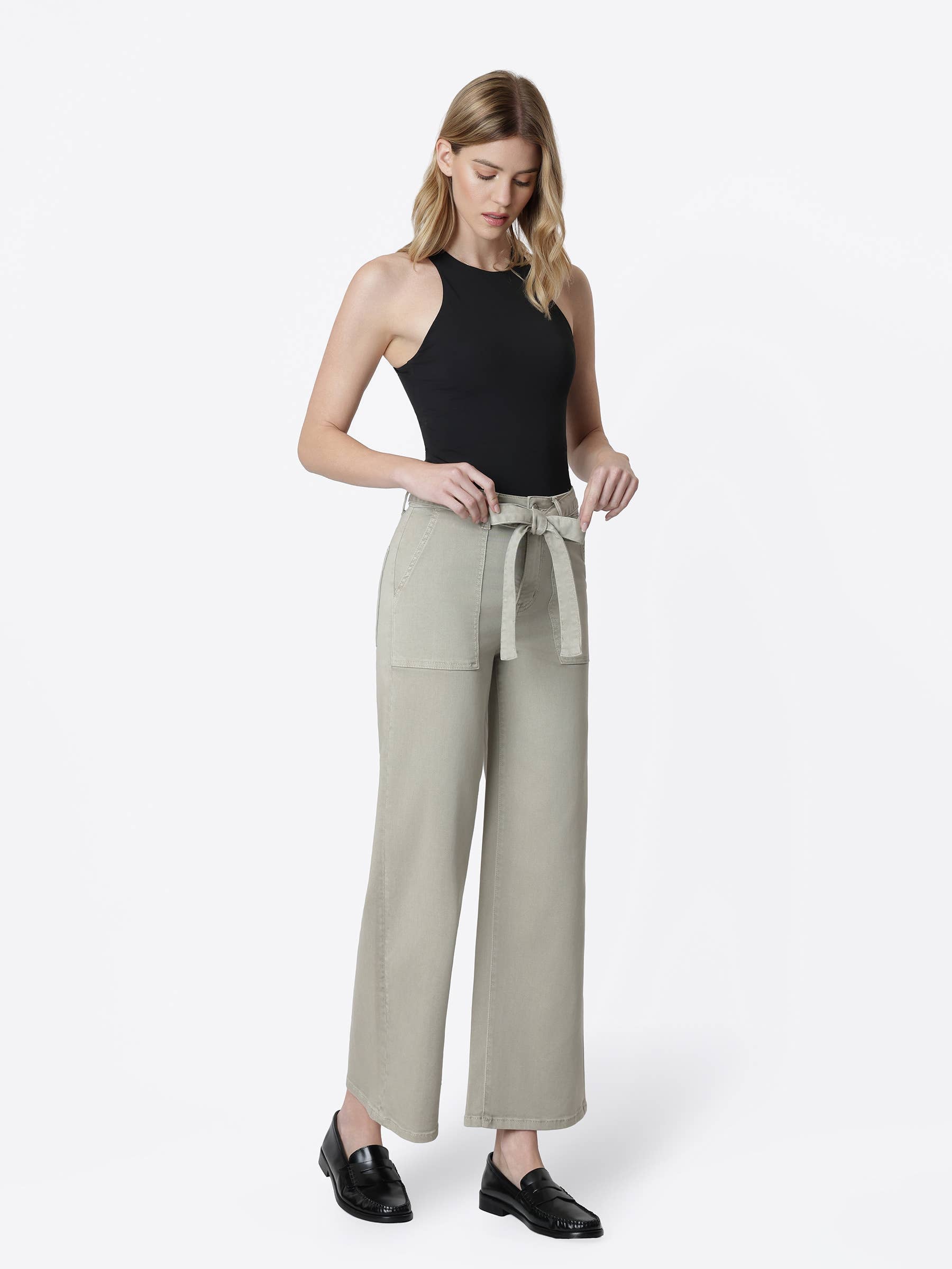 SUPER HIGH RISE SELF TIE BELT WIDE LEG JEANS LV2237LST