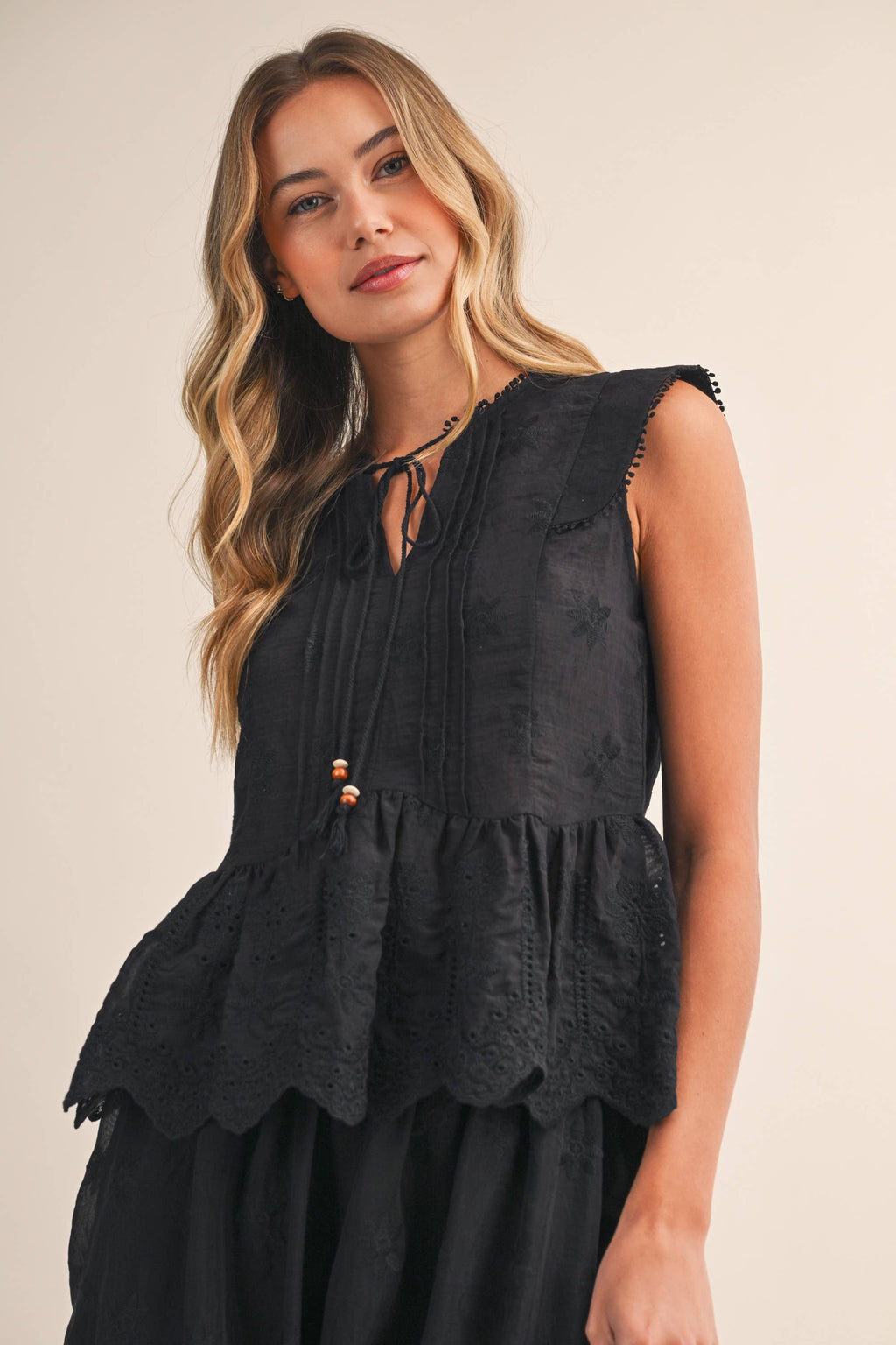 IST6153 EMBO  SCALLOP TOP AND SKIRTS SET