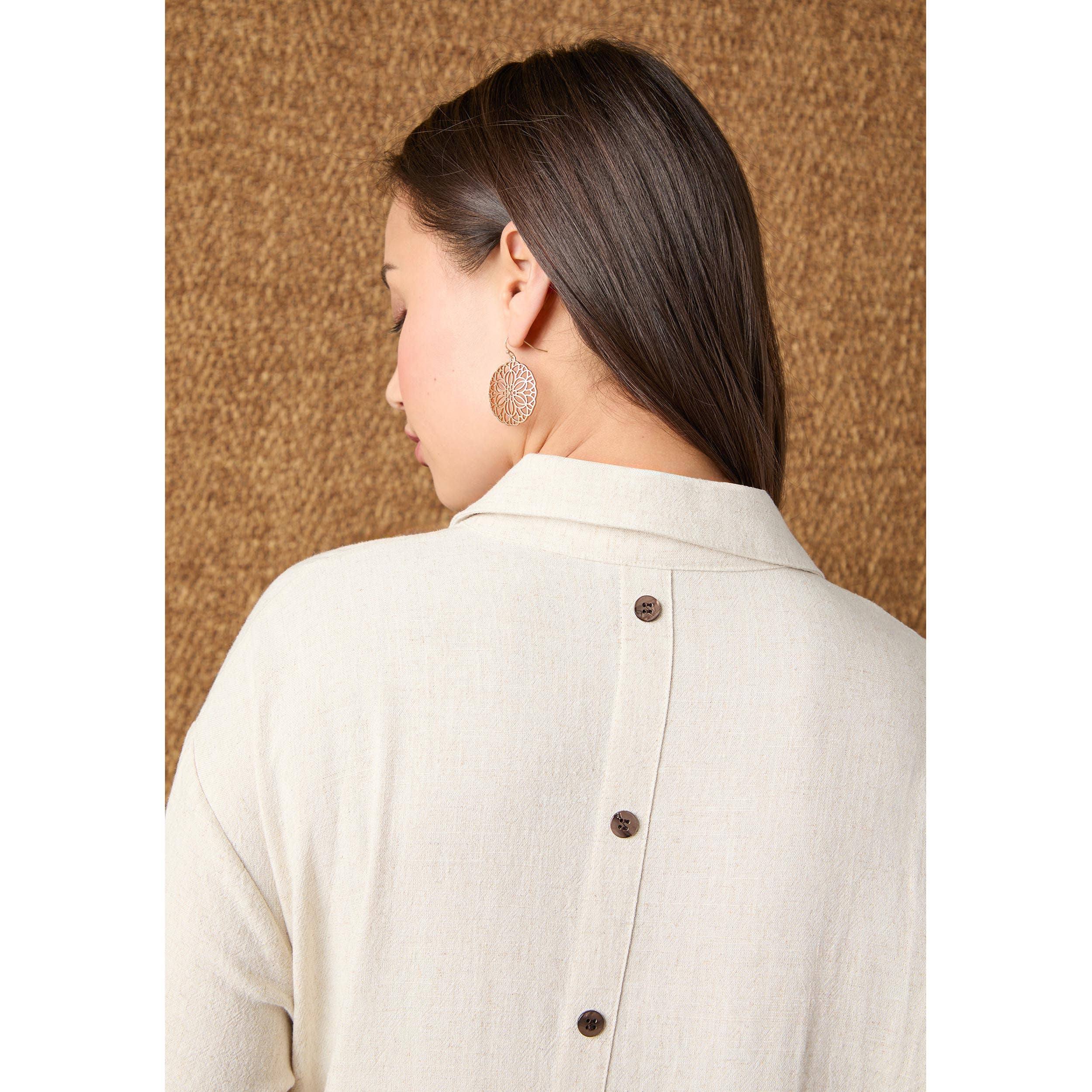 Keira Long Sleeve Dress with Back Button Detail