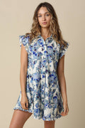 Ryann Floral Ruffle-Sleeve Mini Dress
