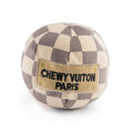 Tan Checker Chewy Vuiton Ball Squeaker Dog Toy