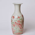Large Pink and Green Bird and Flower Porcelain Mallet Vase