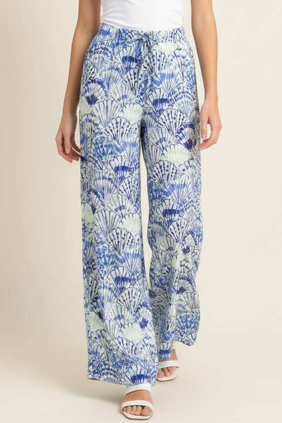 HIGH-WAISTED WIDE LEG SEASHELL PANTS - 4748BJ