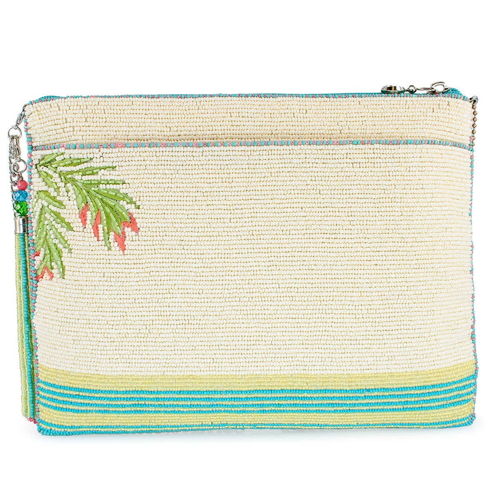 Palm Paradise Beaded Cocktail Crossbody Handbag