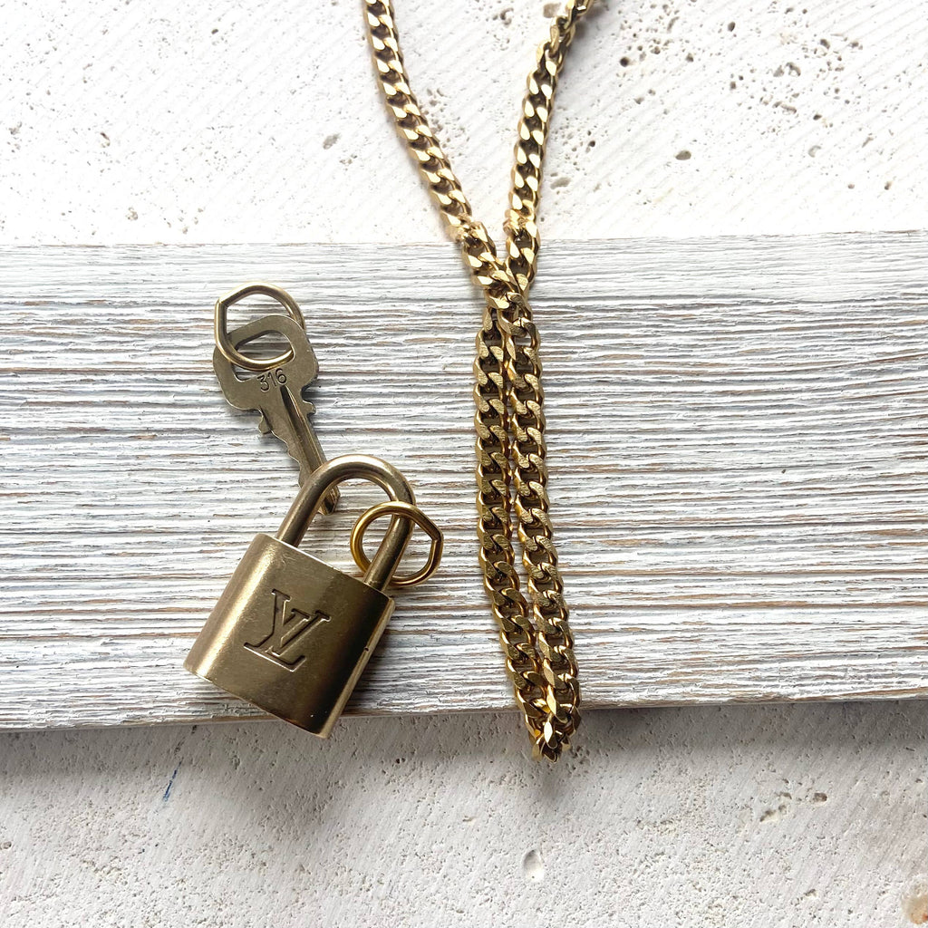 Louis Vuitton upcycled repurposed lock key necklace 