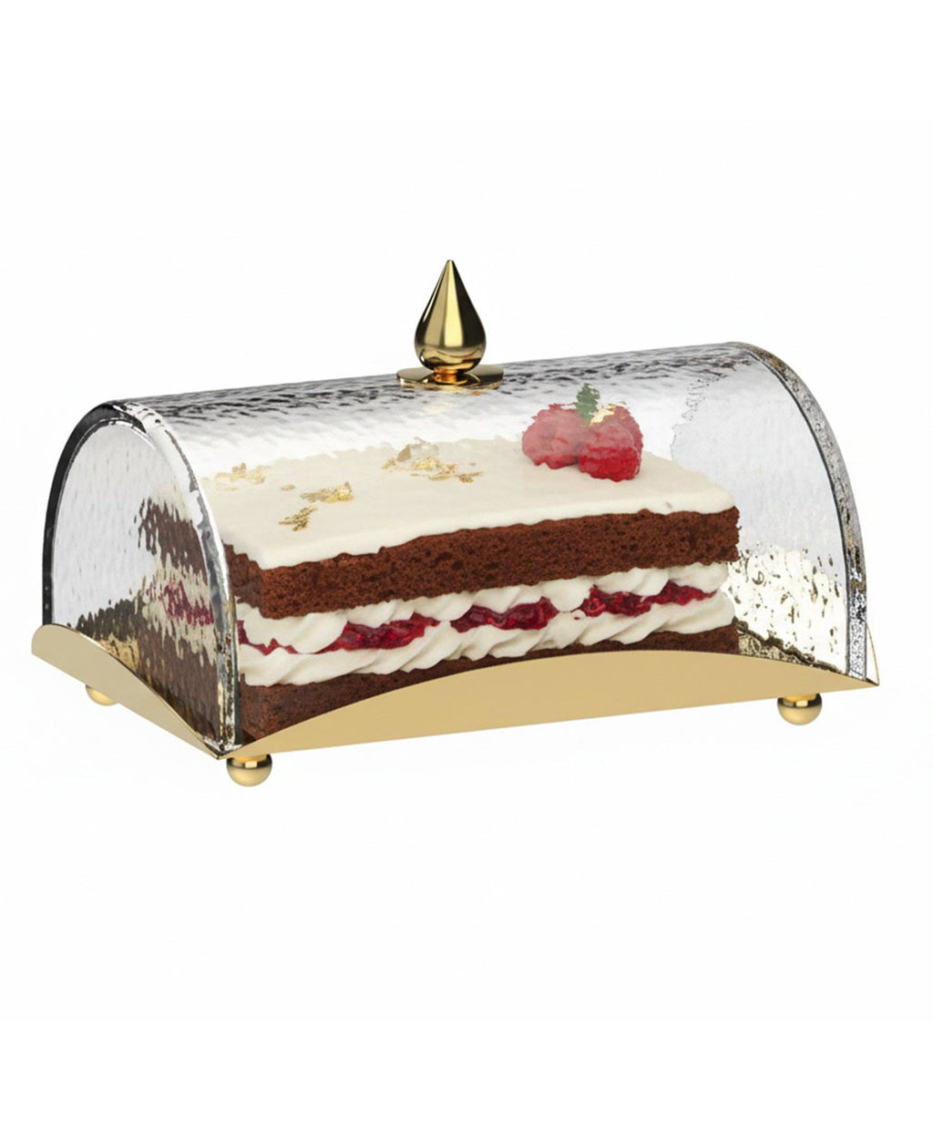 Rectangle Cake Tray with Dome and Marble Knob, 10"L x 7.2"W x 6"H