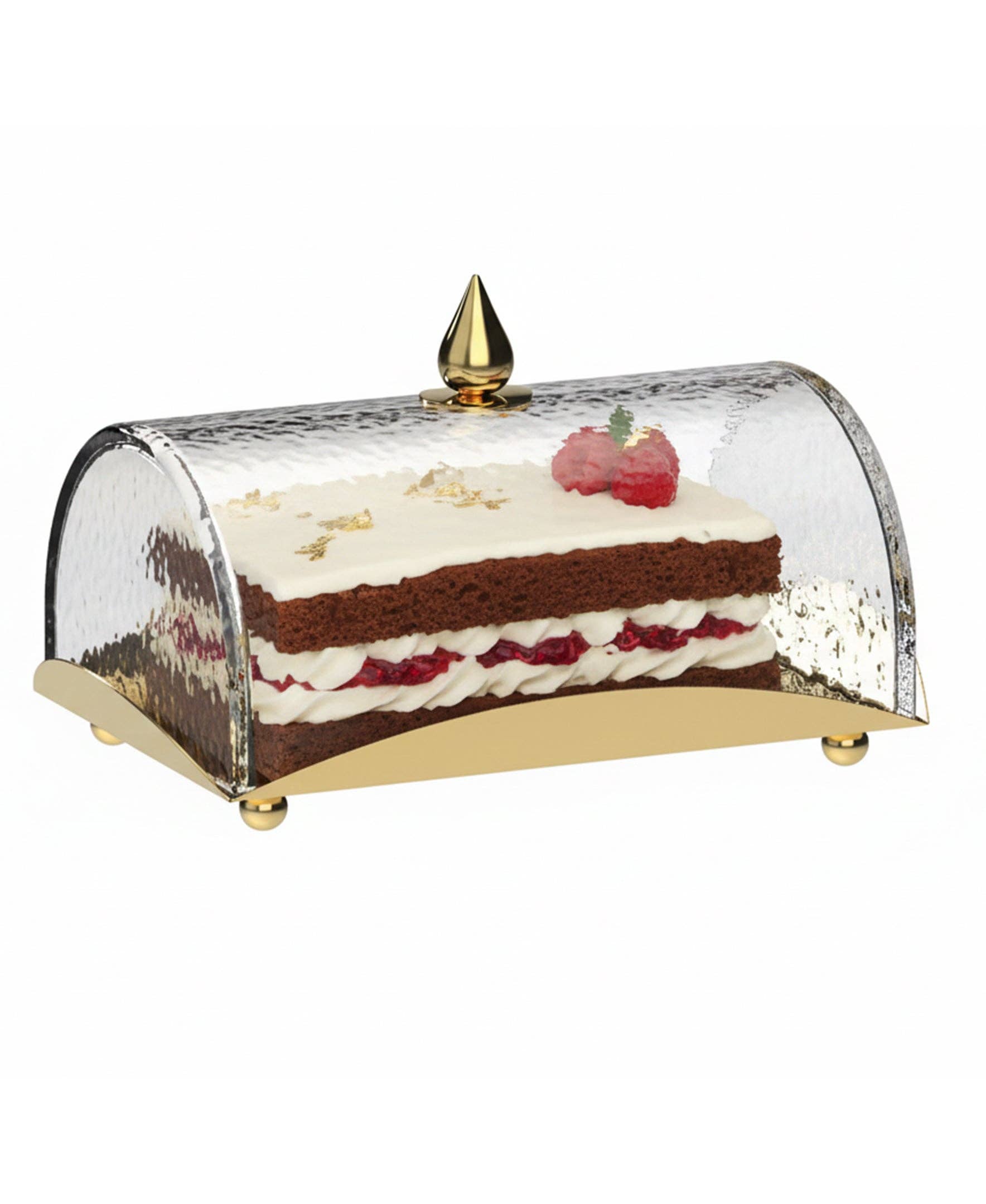 Rectangle Cake Tray with Dome and Marble Knob, 10"L x 7.2"W x 6"H