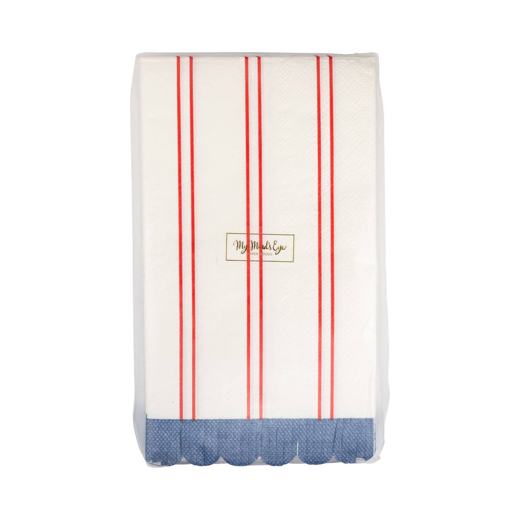 HAM1238 - Red Striped Paper Dinner Napkin