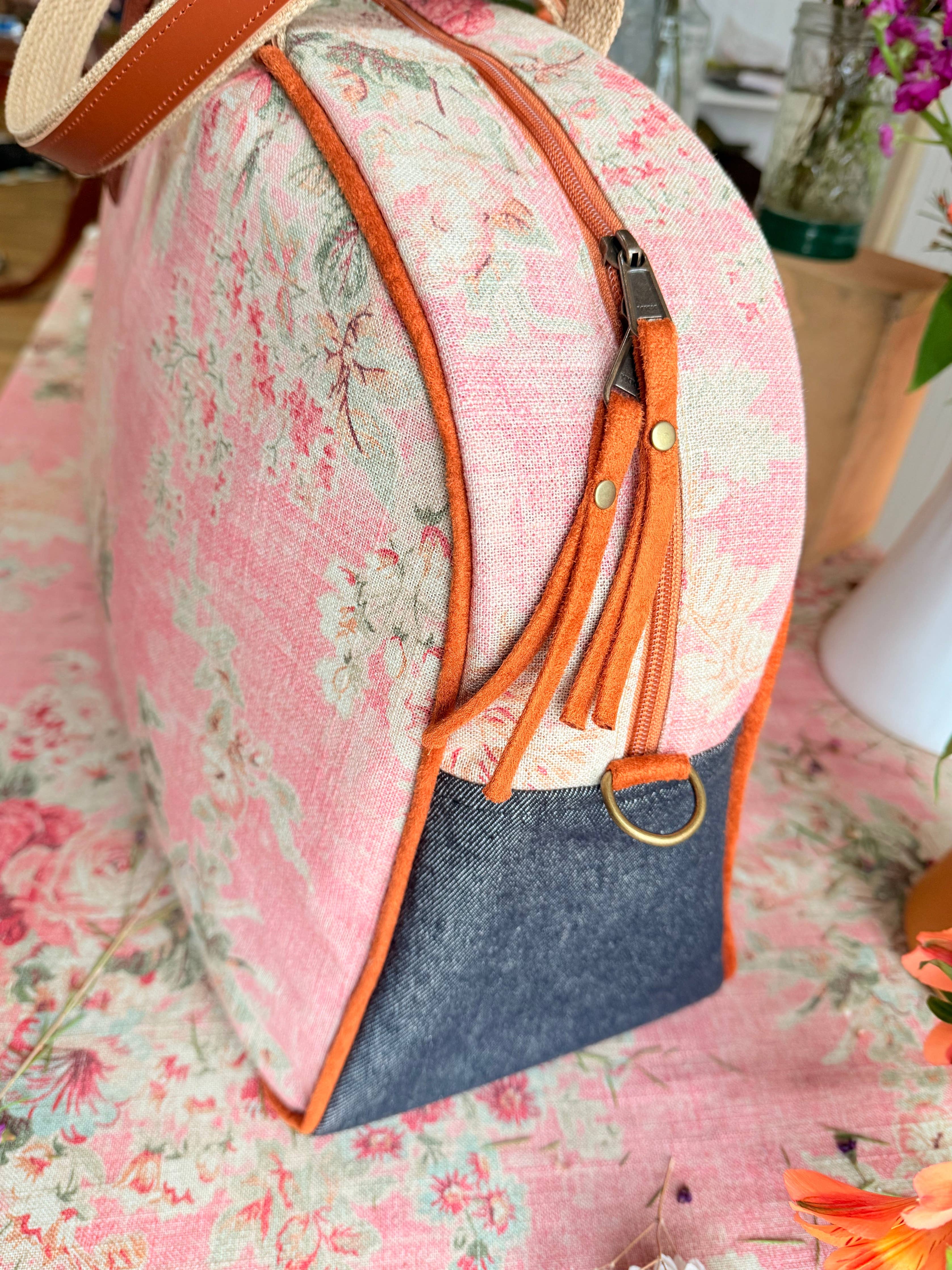 Rosewood Overnighter-Atenti USA Handmade Weekender, Floral Travel Bag