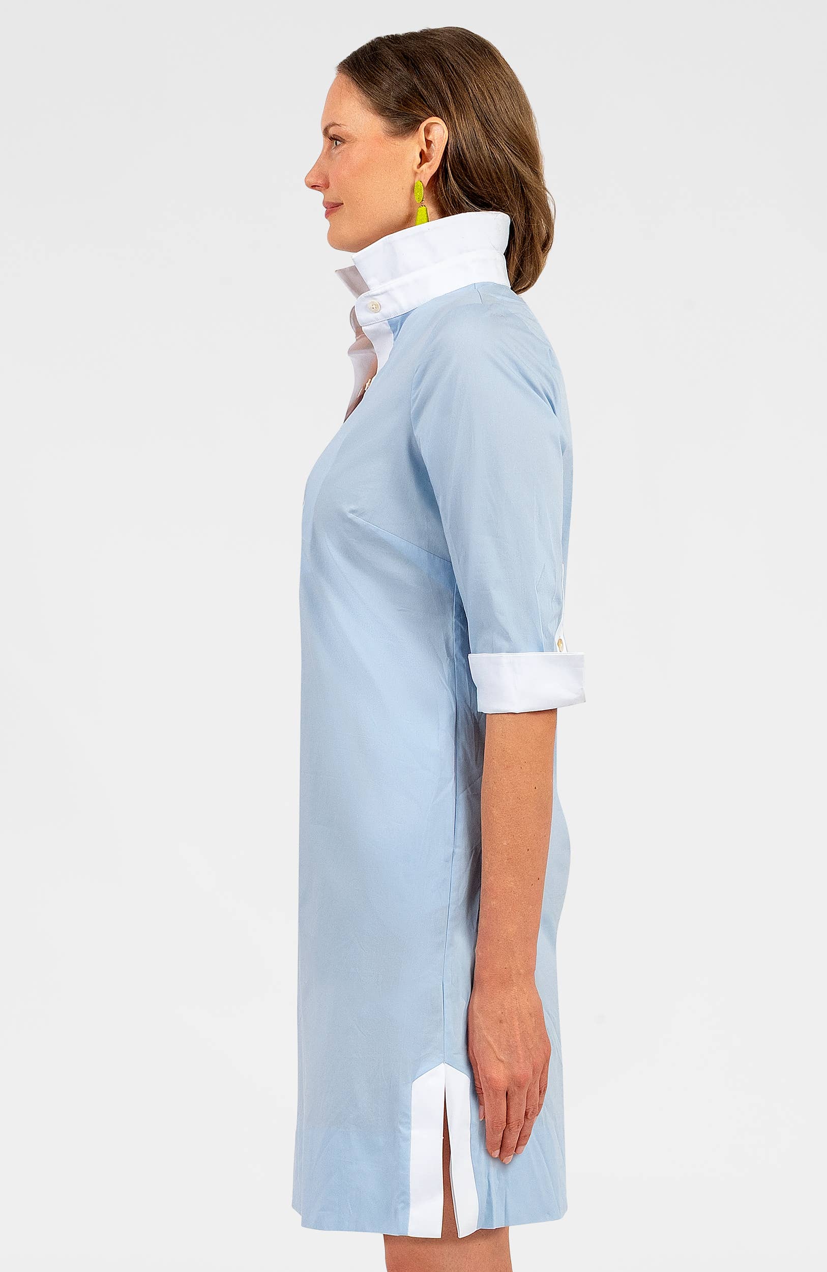 Cotton Shirt Tail Dress. - Solid
