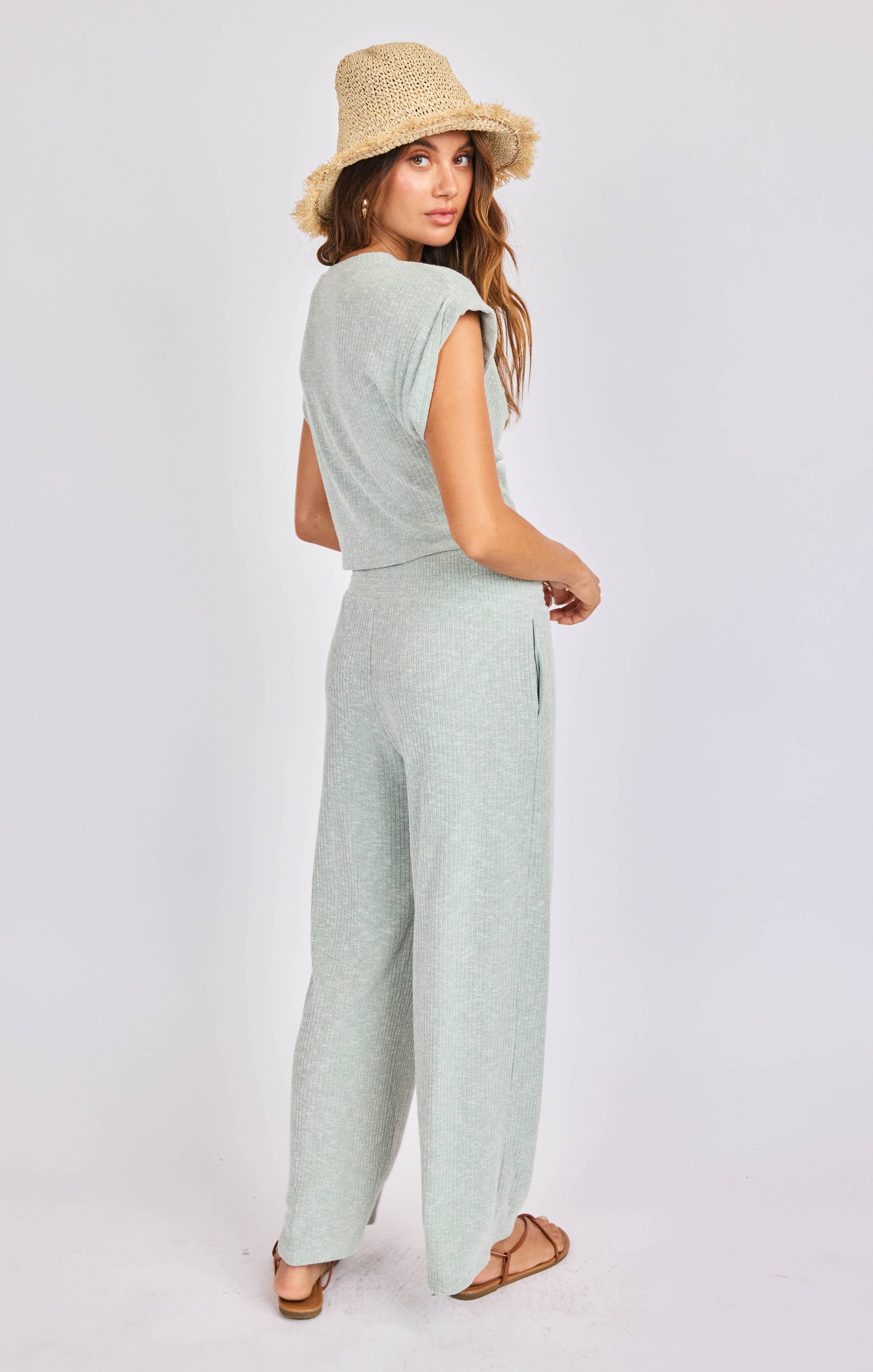 Laguna Knit Pants:LIGHT SAGE