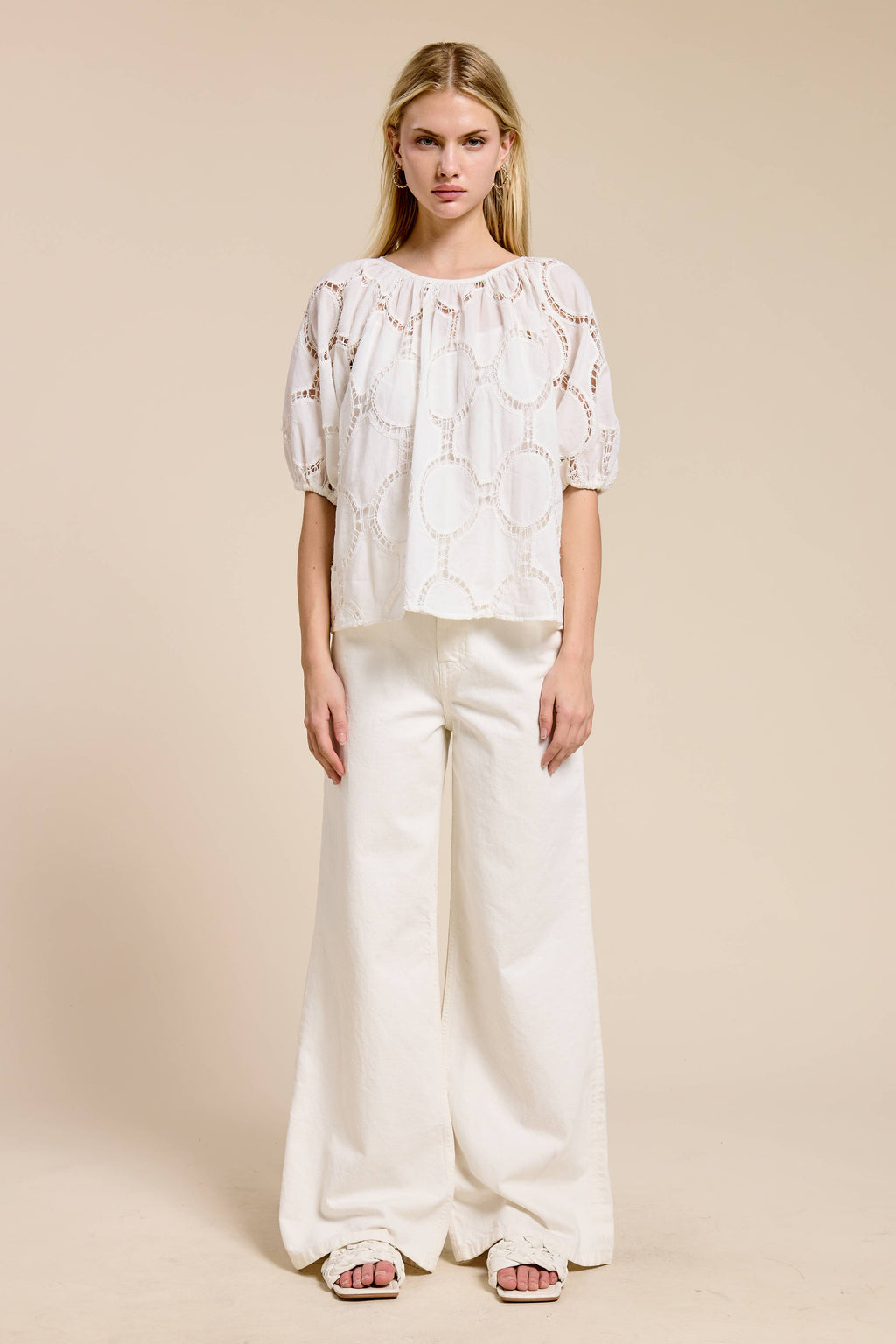 Bloom Eyelet Cotton Short-Sleeve Blouse