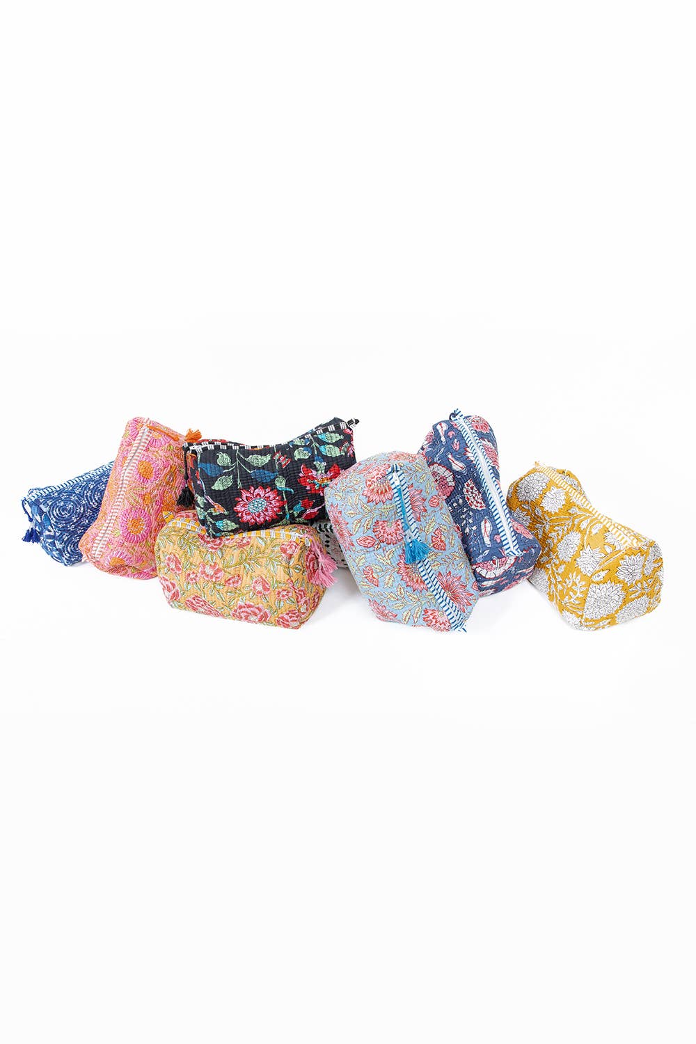 Indigo Quilted Cotton Toiletry Bag Set