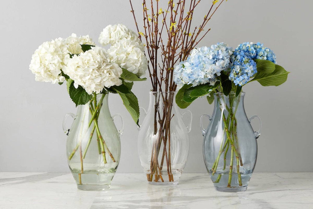 Glass Amphora Flower Vase, Large, Denim Blue