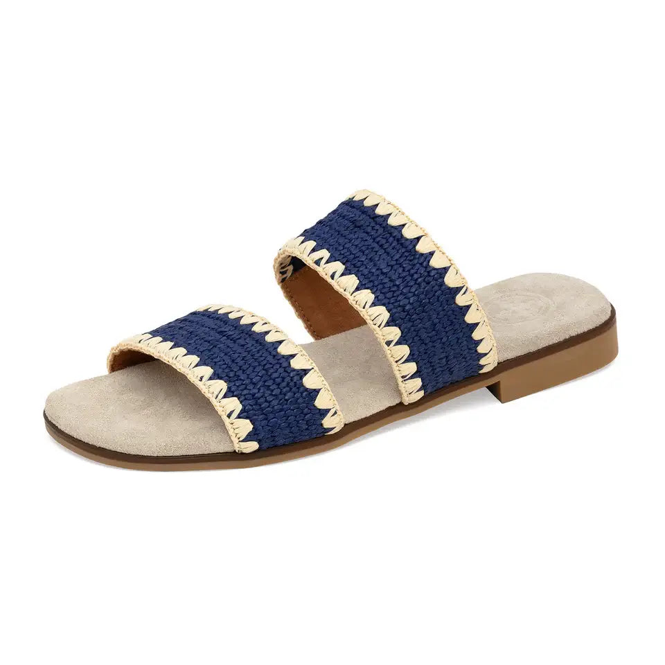Majorca -Raffia Scalloped Slide Sandal - Spring/Summer