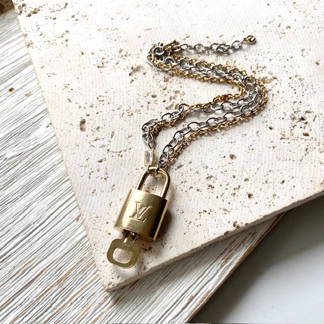 Louis Vuitton  lock necklace repurposed upcycled LV