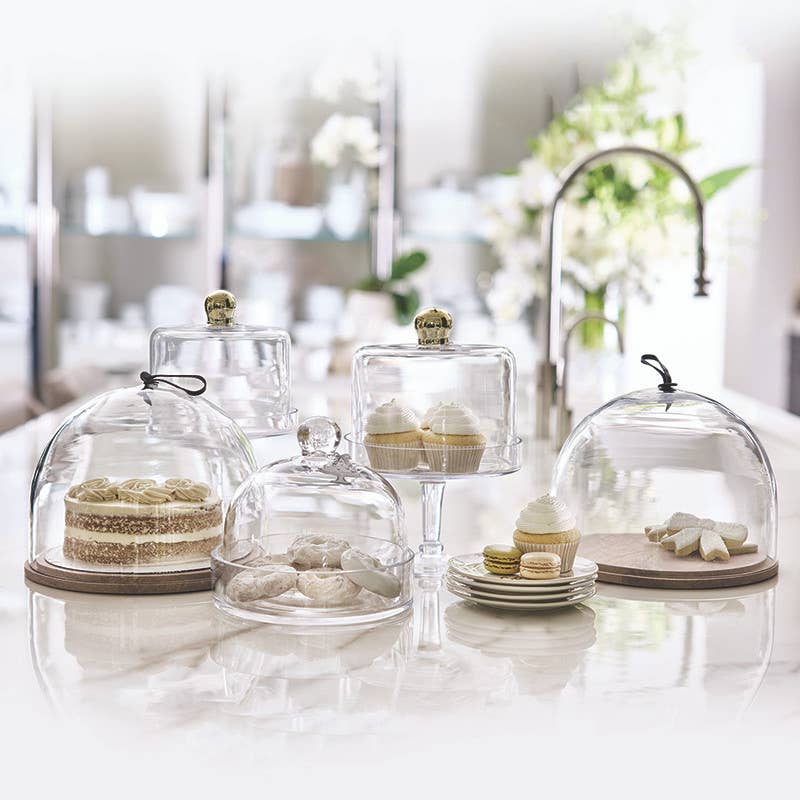 Glass Dessert Trays + Cloche - Clear